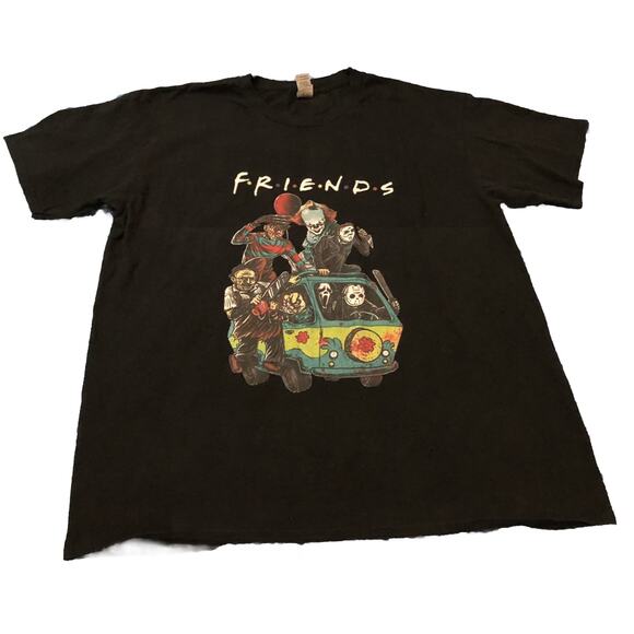 Gildan Premium Cotton Friends Horror Compilation Graphic Short Sleeve T-shirt 2X - Picture 1 of 3
